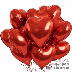 SET DE GLOBOS METALIZADOS CORAZON ROJO x 10 UNIDADES